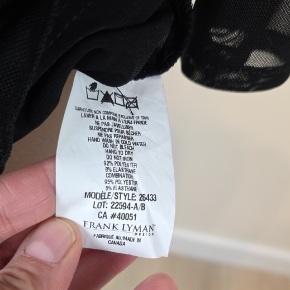 Frank Lyman Black Draped Mesh Sleeve Top Size 12 - Picture 6 of 8